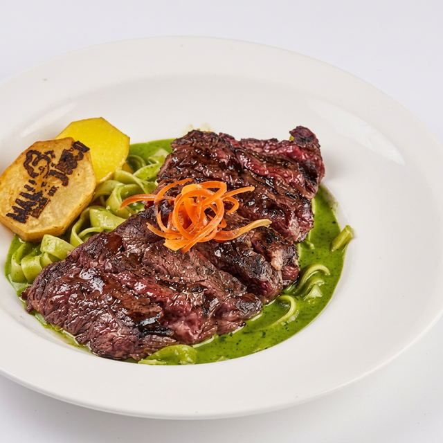 Tallarines Verdes with Skirt Steak (Peruvian Pesto Pasta with Skirt Steak).